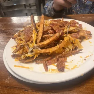 Fries with cheese and bacon and ranch