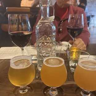 Beer flight and wine