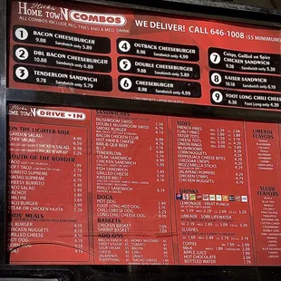 Classic burger, hot dog, fries menu with some South of the Border options.