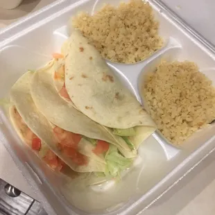Beef soft taco dinner double rice