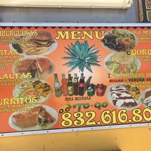 a menu for mexican food