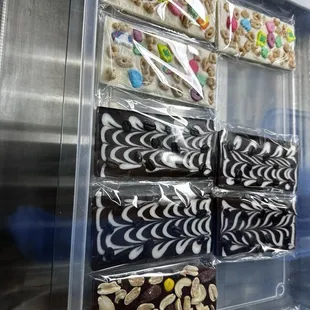 Samples of her covered graham crackers, I believe!