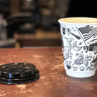 a cup of coffee on a table