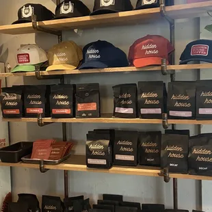 Coffee bags and merchandise