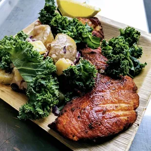 Blackened Salmon with a Kale and Potato Salad