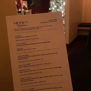 Winter 2023 menu