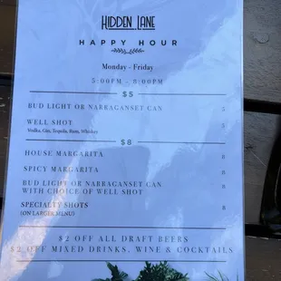 Happy Hour Menu