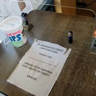  sign on a table