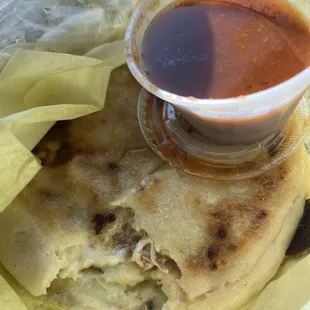Chicharron con queso! Spicy salsa! Delicious!