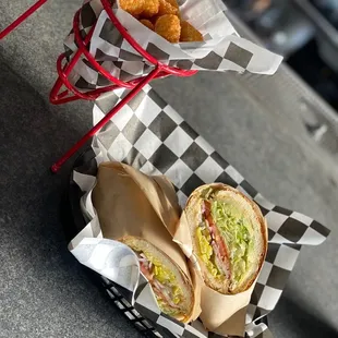 VEGGIE SANDWICH &amp; TATER TOTS