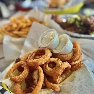 Large BEER BATTERED ONION RINGS ($10)