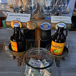 Hard Cider Flights 4 tastes for $15. Collector's Glass with or without fill for $10 or $12.