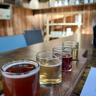 CIDER FLIGHT: Princess Peach, BlackBerry (Back in Black), Mimosa Brunch (Tangerine, Blood Orange, Orange Blossom), Pomeroy (Pomegrantate)