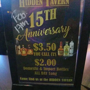 Hidden Tavern 15th Anniversary!