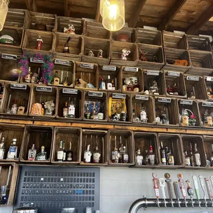 Crates behind the bar