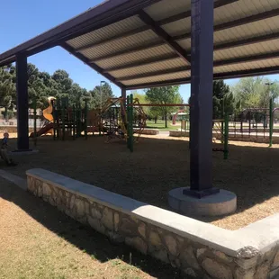 Covered park with wood chips