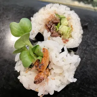 Salmon skin roll - delicious mix of textures and tastes!