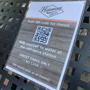 qr code for menus