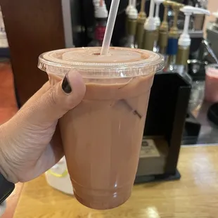 Large White raspberry mocha iced ($5.90)