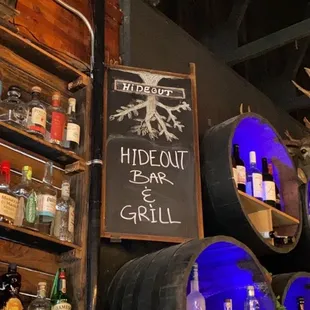 shelves of liquor and liquor bottles