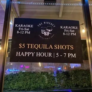 Karaoke  love it every Friday &amp; Saturday. 9-11pm great dj tequila bar now