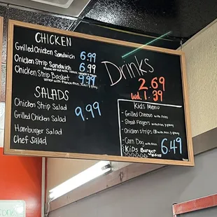 a menu on a blackboard