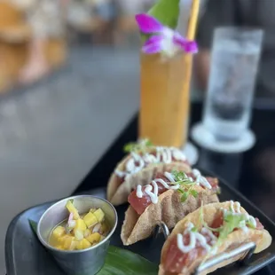 Wonton Poke Tacos are great! Especially during happy hour.