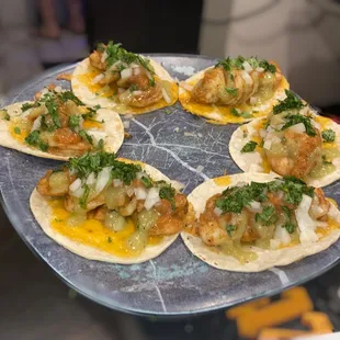 TACOZZZ!!! Hideout&apos;s taco seasoning blend with seared shrimp.