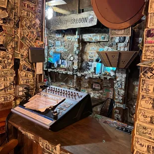 a recording desk with a lot of notes on it