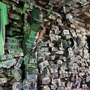 The bar is covered with dollars from people from around the world!!