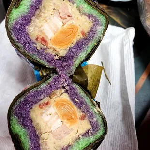 Zongzi ( glutinous 3 colors with pork belly and yolk ) $28