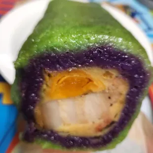Porkbelly 3 colors  of sticky rice from my sister in law.