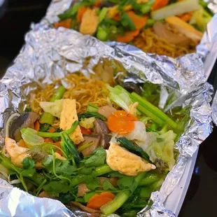 two trays of food