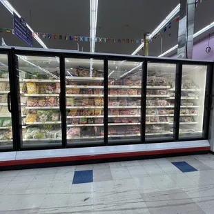 a refrigerated section of a grocery store