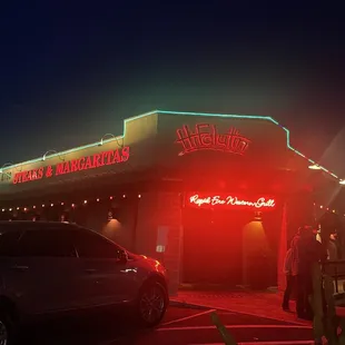 Outside at night