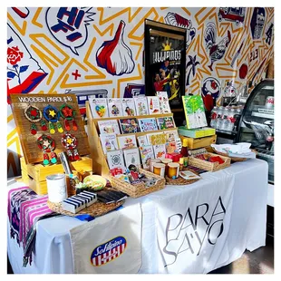 a table with a variety of food items