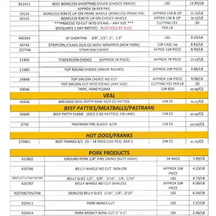 Prices as of November 4, 2021. Prices may change, call to prices.