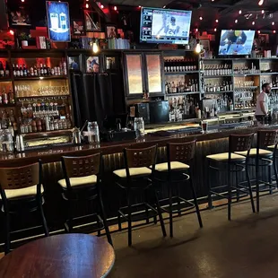 a bar with a lot of stools