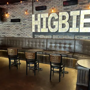 the seating area of the restaurant