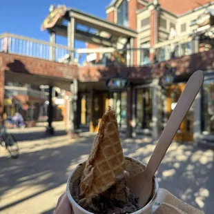 Mocha Oreo with a waffle cone on top