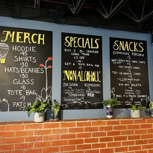 menus on the wall