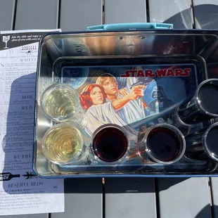 Wine flight in a Star Wars lunch box!