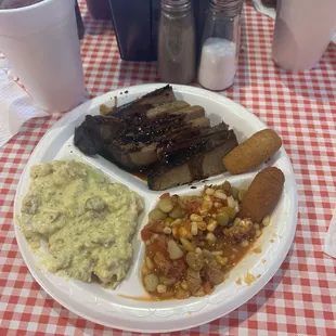 Brisket, potato salad, Brunswick Stew