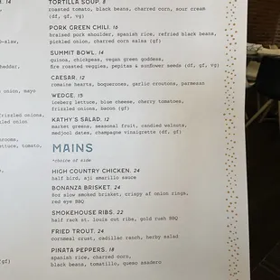 Opening menu