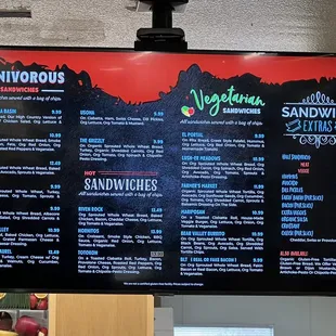 Sandwich menu