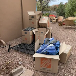 Moving boxes and trash