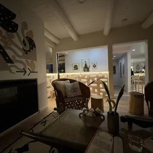 Upper seating area, cozy fireplace (when needed)