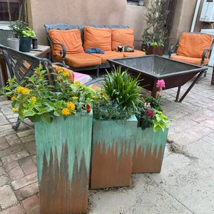 Our best selling Turquoise Patina Metal Planter Boxes in a NEW SIZE!