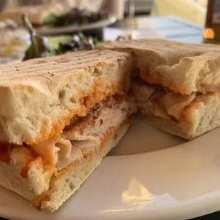 Lunch special featuring turkey, brie, bacon, &amp; jalapeño prickly pear mayo!