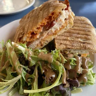 Turkey, bacon, Brie, and prickly pear mayo on focaccia bread. So delicious!!